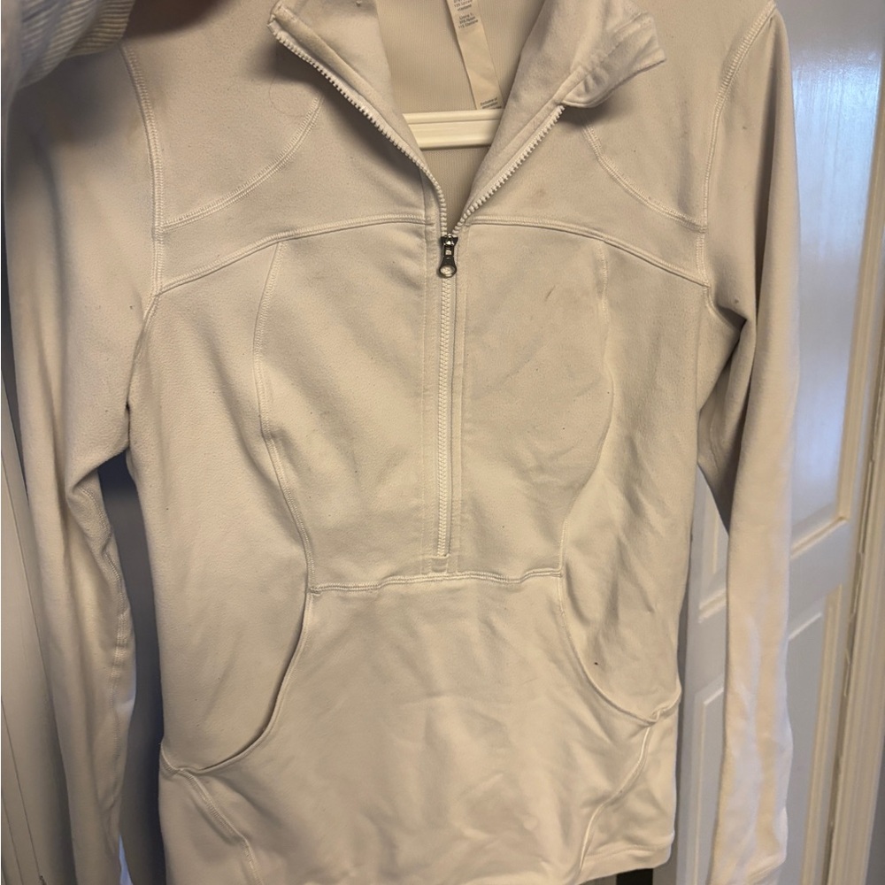 Lululemon White Quarter-Zip Pullover size 6